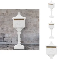 Postkasser - Living postkasse med piedestal aluminium vintagestil rustbestandig hvid