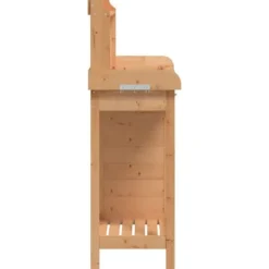 Pottebænk med skab i massivt grantræ | Størrelse: 110,5x45x124,5 cm | Farve: Brun