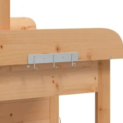 Pottebænk med skab i massivt grantræ | Størrelse: 110,5x45x124,5 cm | Farve: Brun