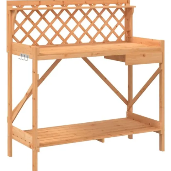 Pottebord med espalier i massivt fyrretræ | Farve: Brun | Størrelse: Standard
