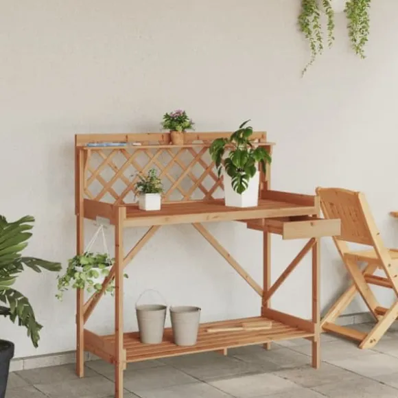 Pottebord med espalier i massivt fyrretræ | Farve: Brun | Størrelse: Standard