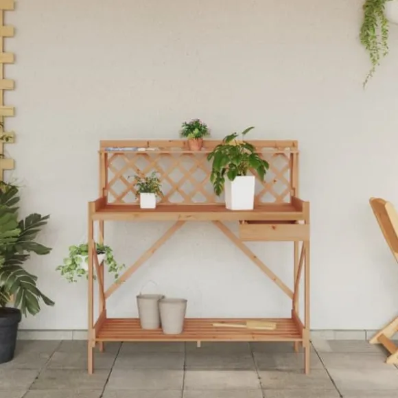 Pottebord med espalier i massivt fyrretræ | Farve: Brun | Størrelse: Standard