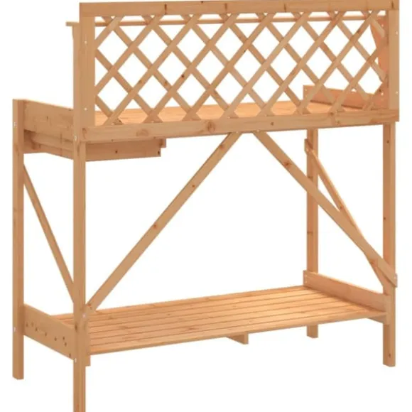 Pottebord med espalier i massivt fyrretræ | Farve: Brun | Størrelse: Standard
