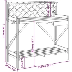 Pottebord med espalier i massivt fyrretræ | Farve: Brun | Størrelse: Standard