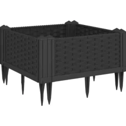 Praktisk plantekasse med spyd - Slidstærkt polypropylene | Farve: Sort | Størrelse: 42,5x42,5x28,5 cm