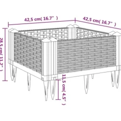 Praktisk plantekasse med spyd - Slidstærkt polypropylene | Farve: Sort | Størrelse: 42,5x42,5x28,5 cm
