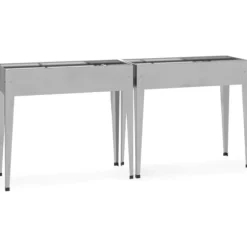 Praktiske plantekasser i galvaniseret stål - 2 stk. | Farve: Stål | Størrelse: 120x80x80 cm