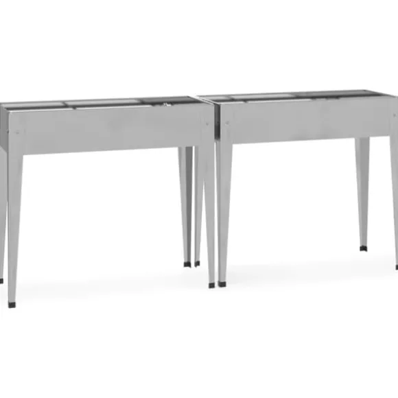 Praktiske plantekasser i galvaniseret stål - 2 stk. | Farve: Stål | Størrelse: 120x80x80 cm