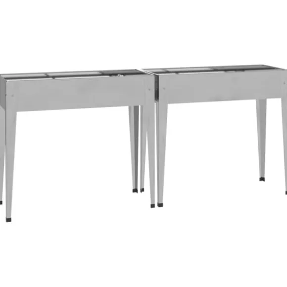 Praktiske plantekasser i galvaniseret stål - 2 stk. | Farve: Stål | Størrelse: 120x80x80 cm