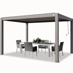 PRIMEYARD Pergola 3x4 m aluminiumsstolper med lameltag lavet af aluminium grå