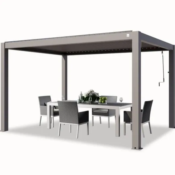 PRIMEYARD Pergola 3x4 m aluminiumsstolper med lameltag lavet af aluminium grå