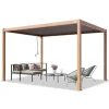 PRIMEYARD Pergola 3x4 m aluminiumsstolper i træ-look med lameltag lavet af stål