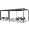 PRIMEYARD Pergola 3x6 m aluminiumsstolper med lameltag lavet af stål grå