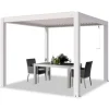 PRIMEYARD Pergola 3x3 m hvide aluminiumsstolper med lameltag lavet af aluminium