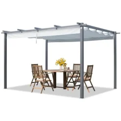 PRIMEYARD Pergola 3x4 m med skydetag stålkonstruktion grå