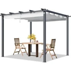PRIMEYARD Pergola 3x3 m med skydetag stålkonstruktion grå