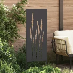 Privatlivsskærm i blomstret sort stål - Haveafskærmning | Størrelse: 50 x 140 cm