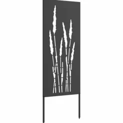 Privatlivsskærm i blomstret sort stål - Haveafskærmning | Størrelse: 50 x 140 cm