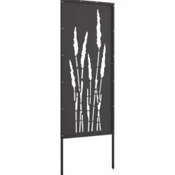 Privatlivsskærm i blomstret sort stål - Haveafskærmning | Størrelse: 50 x 140 cm