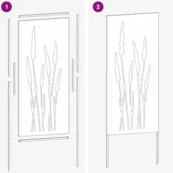 Privatlivsskærm i blomstret sort stål - Haveafskærmning | Størrelse: 50 x 140 cm