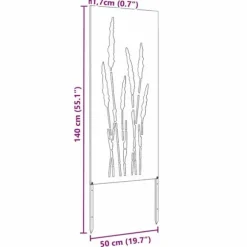 Privatlivsskærm i blomstret sort stål - Haveafskærmning | Størrelse: 50 x 140 cm