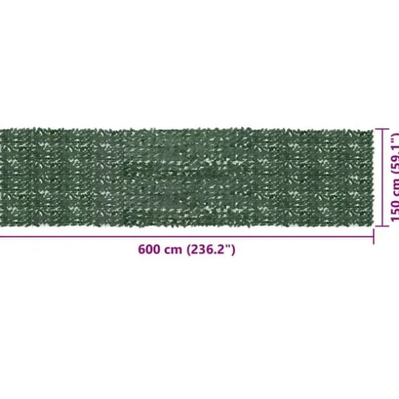 Privatlivsskærm med blade 600x150 cm | Farve: Mørkegrøn