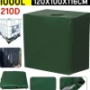 PROFESSIONAL IBC Tank Cover 1000L - Grønt vandtæt beskyttelsesdæksel med UV-beskyttelse (210D sølvbelagt Oxford-stof)
