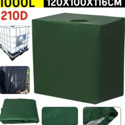 PROFESSIONAL IBC Tank Cover 1000L - Grønt vandtæt beskyttelsesdæksel med UV-beskyttelse (210D sølvbelagt Oxford-stof)