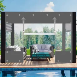 PVC Presenning, Vandtæt Design, Brandhæmmende Materiale,Mørk Grå-b, H3 x W4M