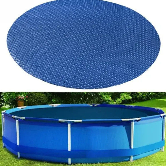RAMROXX 12ft Solardække til pool - UV-bestandig, blåt, reducerer fordampning & holder poolen ren