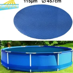 RAMROXX 12ft Solardække til pool - UV-bestandig, blåt, reducerer fordampning & holder poolen ren