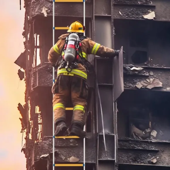 Rebstige - Brand- og Redningsstige - 12 m Længde - 200 kg Maks. Belastning - Til Evakuering og Byggeplads