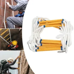 Redningsstige - Rebstige - 10 m - Brandfast - 2 Karabinhager - Maks. Belastning 200 kg - Til brandflugt