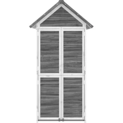 Redskabsskur til haven i massivt fyrretræ - Opbevaringsskab | Størrelse: 89x52,5x175 cm | Farve: Grå