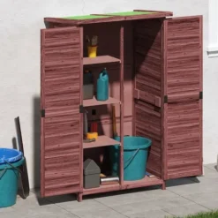 Redskabsskur til haven 83x57x140 cm massivt fyrretræ mokkafarve - Værktøjsskur - Værktøjsskure - Home & Living
