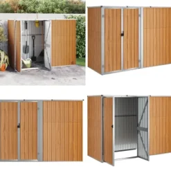 Redskabsskur til haven 225x89x161 cm galvaniseret stål brun - Værktøjsskur - Værktøjsskure - Home & Living