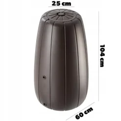 Regnvandstank, 200L kapacitet, holdbar plastik, højde 90 cm, diameter 55 cm, praktisk tap