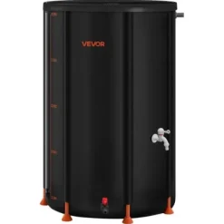 Regnvandstønde, 380 L, 70x103 cm, Sort, PVC
