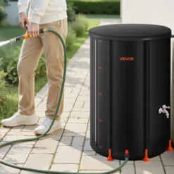 Regnvandstønde, 380 L, 70x103 cm, Sort, PVC