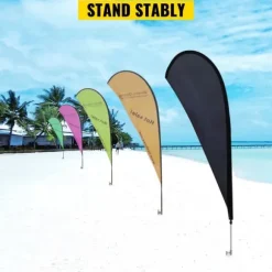 Reklameflagstang: 10 x fjerflag, 16 fod vindstille sæt med jordspyd, inkl. 6 Swooper-flag - perfekt til butiksskiltning!