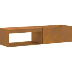 Rektangulær bålsted i forvitret stål - Udendørs bålplads | Farve: Brun | Størrelse: 160x45x35 cm