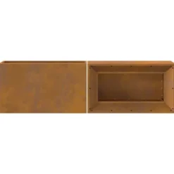 Rektangulær bålsted i forvitret stål - Udendørs bålplads | Farve: Brun | Størrelse: 160x45x35 cm