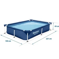 Rektangulær rammepool 221x150x43 cm 16-i-1 Bestway 56401N
