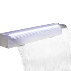 Rektangulær vandfaldsfontæne med LED-lys rustfrit stål 60 cm - Fontæner