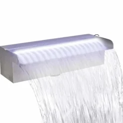 Rektangulær vandfaldsfontæne med LED-lys - Rustfrit stål | Størrelse: 30 cm