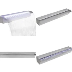 Rektangulær vandfaldsfontæne med LED-lys rustfrit stål 60 cm - Fontæne Til Pool - Fontæner Til Pools - Home & Living