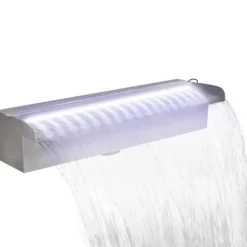 Rektangulær vandfaldsfontæne med LED-lys - Rustfrit stål | Størrelse: 45 cm