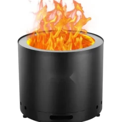 Røgfri bålpladsovn, 19,3 cm diameter, træbrændende, rustfrit stål, portabel udendørs varmekilde