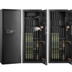 Rifle Safe 6-8 Våben, Digital Tastatur, Lås, Aftagelig Hylde, Stål, Sikker Opbevaring, Robust Design.