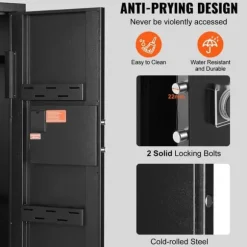 Rifle Safe 6-8 Våben, Digital Tastatur, Lås, Aftagelig Hylde, Stål, Sikker Opbevaring, Robust Design.